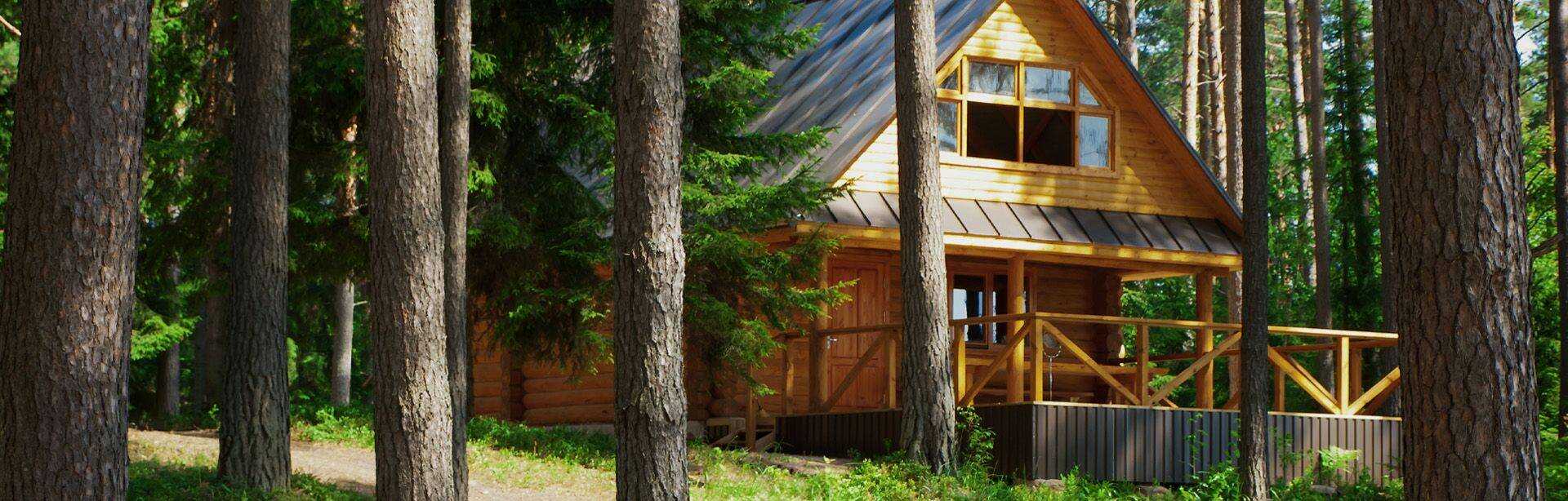 Drewniany domek w lesie, weranda z drewna - Slajd #2
